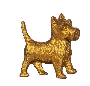 Knopp Terrier hund guld metall shabby chic lantlig stil Gårdsromantik