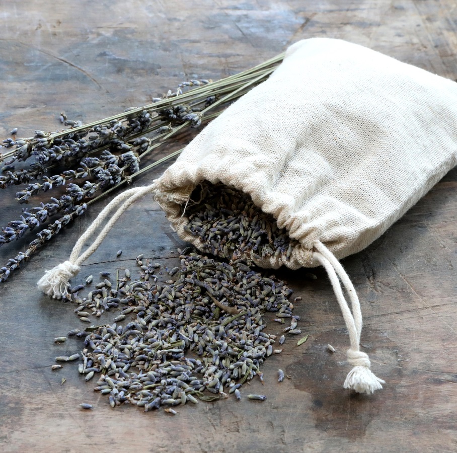 Dried Lavender in linen bag shabby chic country style Farm romance