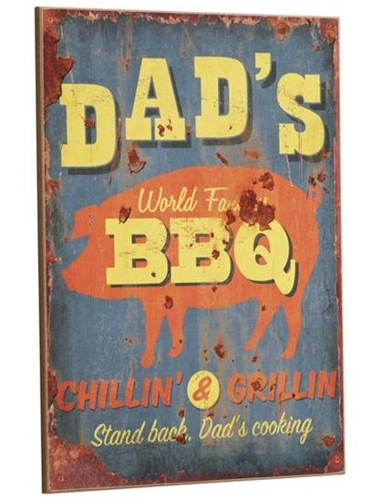 Skylt i trä DAD´s World Famous BBQ retro shabby chic lantlig stil