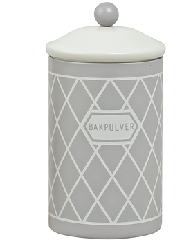 Gammaldags plåtburk Bakpulver Grå med knopp lantlig stil shabby chic lantstil
