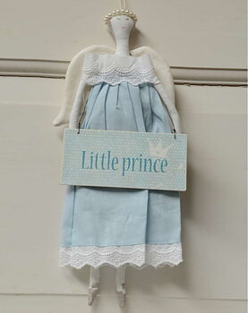 Stor ängel ljusblå blå med kjol pärlgloria skyddsängel shabby chic lantlig stil