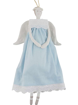 Stor ängel ljusblå blå med kjol pärlgloria skyddsängel shabby chic lantlig stil