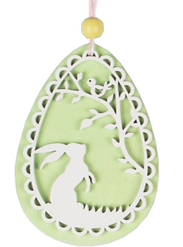 Ägg påskägg ljusgrönt lindblomsgrönt lövsågat trä shabby chic lantlig stil