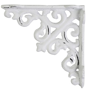 Konsoll liten hyllbärare 10 x 10 cm vit antikvit gjutjärn snirklig shabby chic lantlig stil