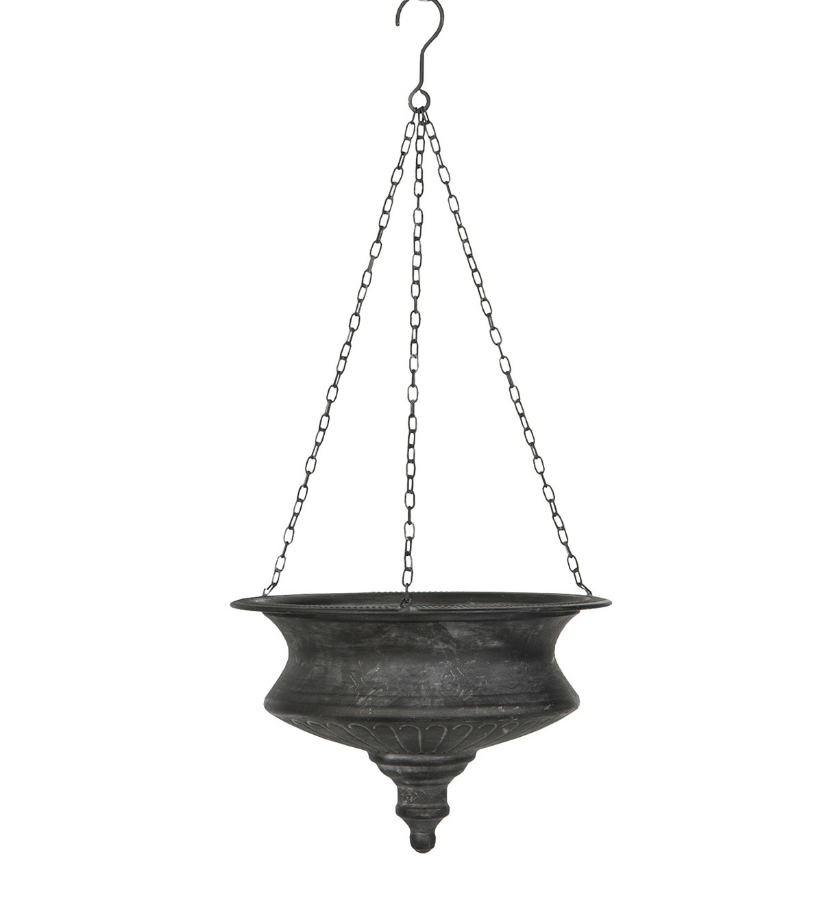 Ampel svart plåt ornament blomampel shabby chic lantlig stil Gårdsromantik