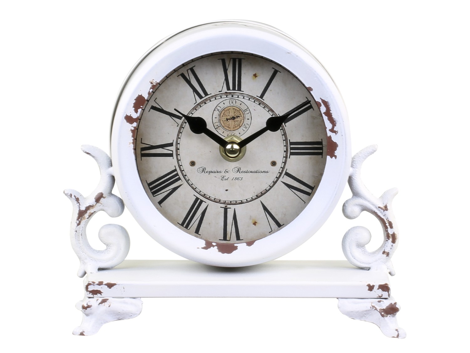 Bordsur klocka bordsklocka metall antikvit chic antique vit shabby chic lantlig stil - 2