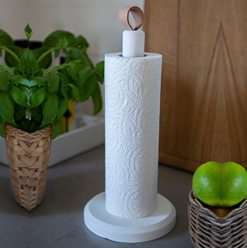 Hushållsrullehållare vit trä läder shabby chic lantlig stil