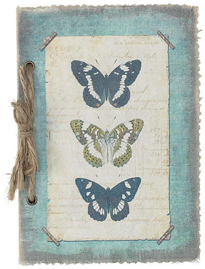 Anteckningsbok notebook Vintage Fjäril shabby chic lantlig stil