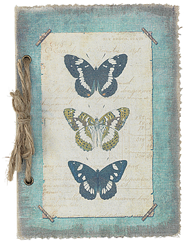 Anteckningsbok notebook Vintage Fjäril shabby chic lantlig stil