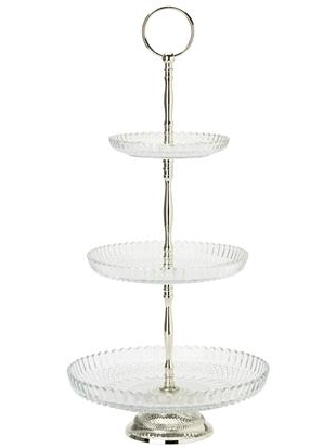 Lisbeth Dahl Patterned Cake Stand Silver Glass