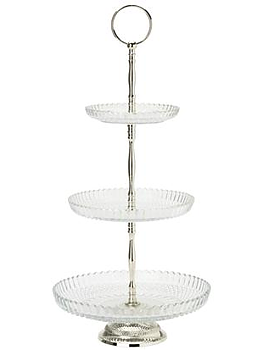 Tre våningar kakfat glas och silver Lisbeth Dahl