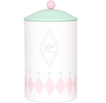 Gammaldags plåtburk Kakao Retro rosa grön med knopp lantlig stil shabby chic 