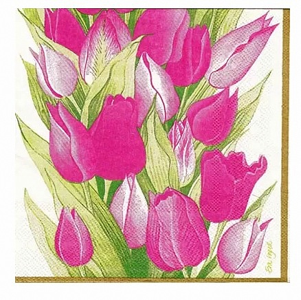 Servett rosa tulpaner lantstil shabby chic lantlig stil
