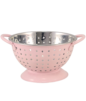Durkslag litet rosa emalj shabby chic lantlig stil