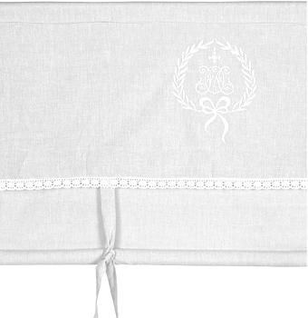 Hissgardin vit monogram knytband shabby chic lantlig stil