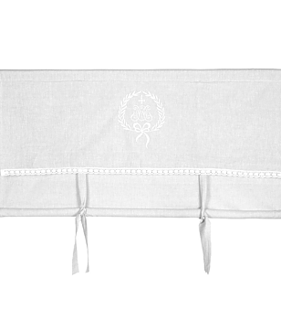 Hissgardin vit monogram knytband shabby chic lantlig stil