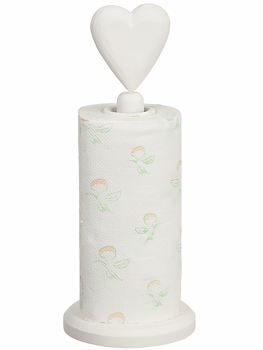 Hushållsrullehållare vit trä hjärta shabby chic lantlig stil