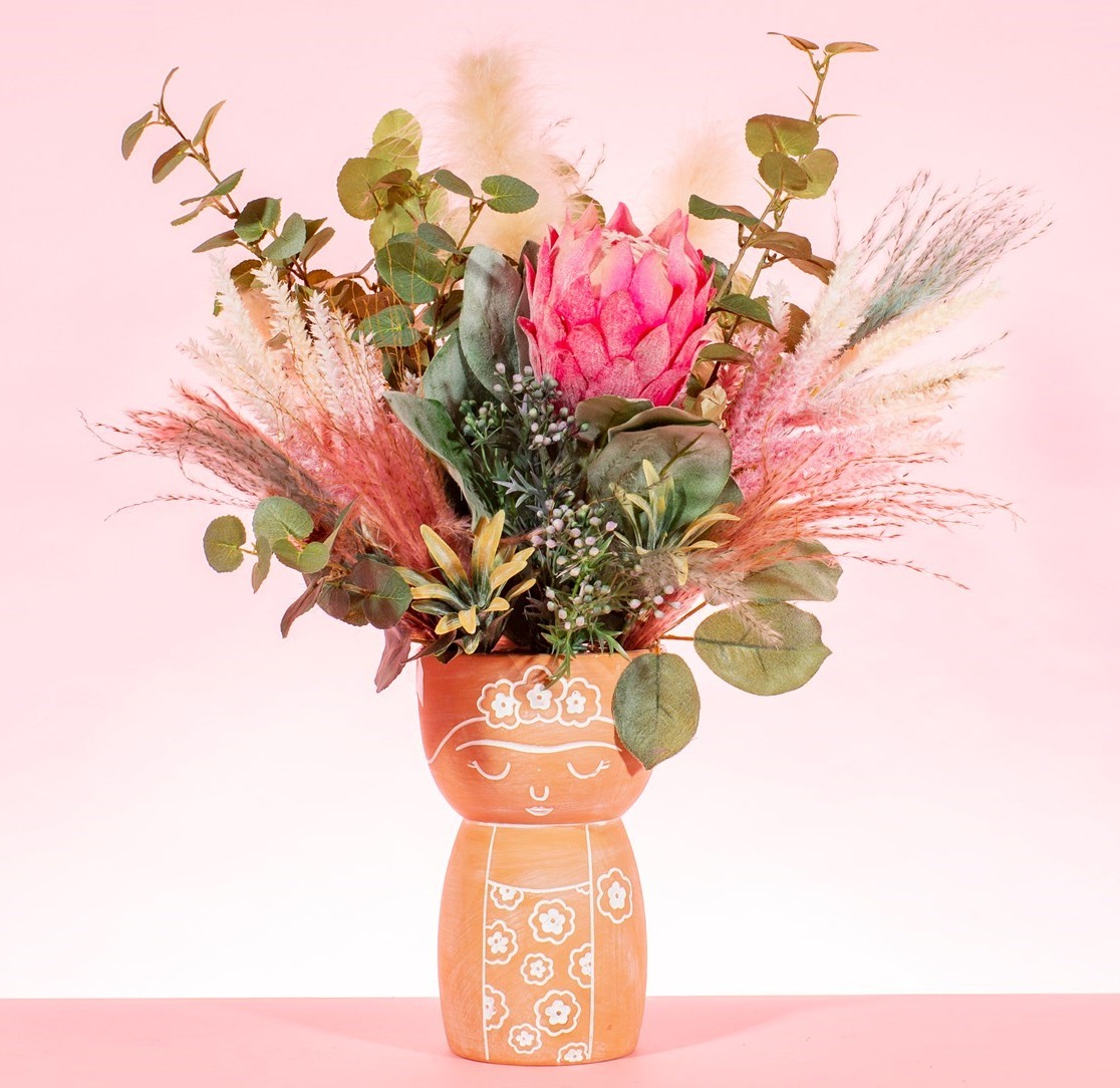 Frida Kahlo pot vase large terracotta retro bohemian country style
