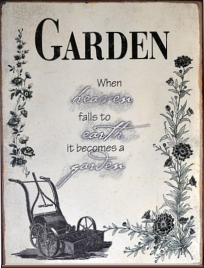 Plåtskylt Garden trädgård shabby chic lantlig stil
