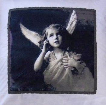 Kuddfodral handgjort Skyddsängel Vintage motiv shabby chic lantlig stil Gårdsromantik
