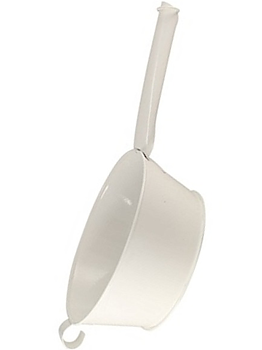 Vitt durkslag i emalj 22 cm handtag retro shabby chic lantlig stil