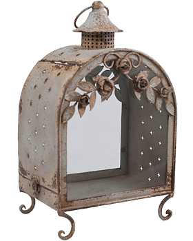 Lykta lanterna rostig antik-metall rosor shabby chic lantlig sti-