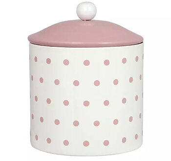 Old-fashioned jar white pink dots country style shabby chic farm romance