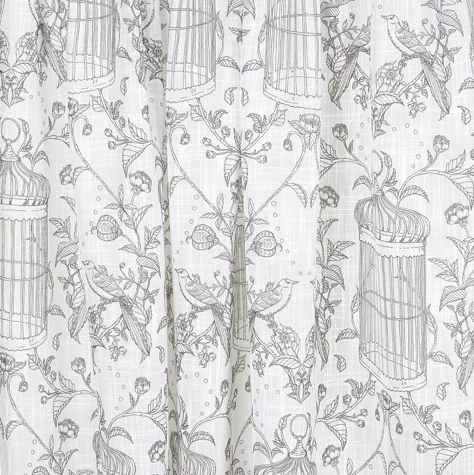 Gardinlängder vit Fågelbur och Rosor lantlig stil shabby chic Gårdsromantik