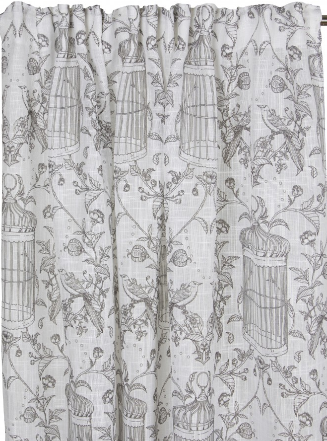 Gardinlängder vit Fågelbur och Rosor lantlig stil shabby chic Gårdsromantik - 2