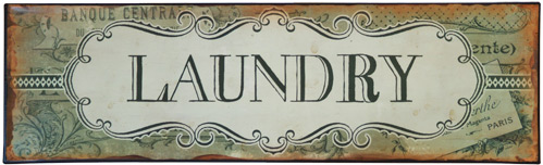Plåtskylt Laundry shabby chic lantlig stil