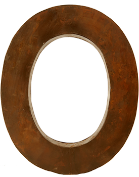 O - bokstav rostig i plåt 30 / 50cm