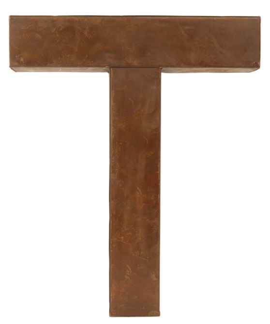 T - bokstav rostig i plåt 30 / 50cm lantlig stil