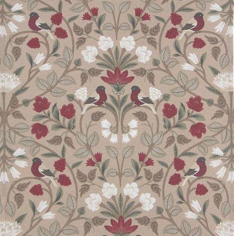 Gardinlängder 2 st Gammalsvensk Röd beige lantlig stil Gårdsromantik