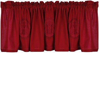 Kappa gardinkappa röd med rött Monogram broderi shabby chic lantlig stil