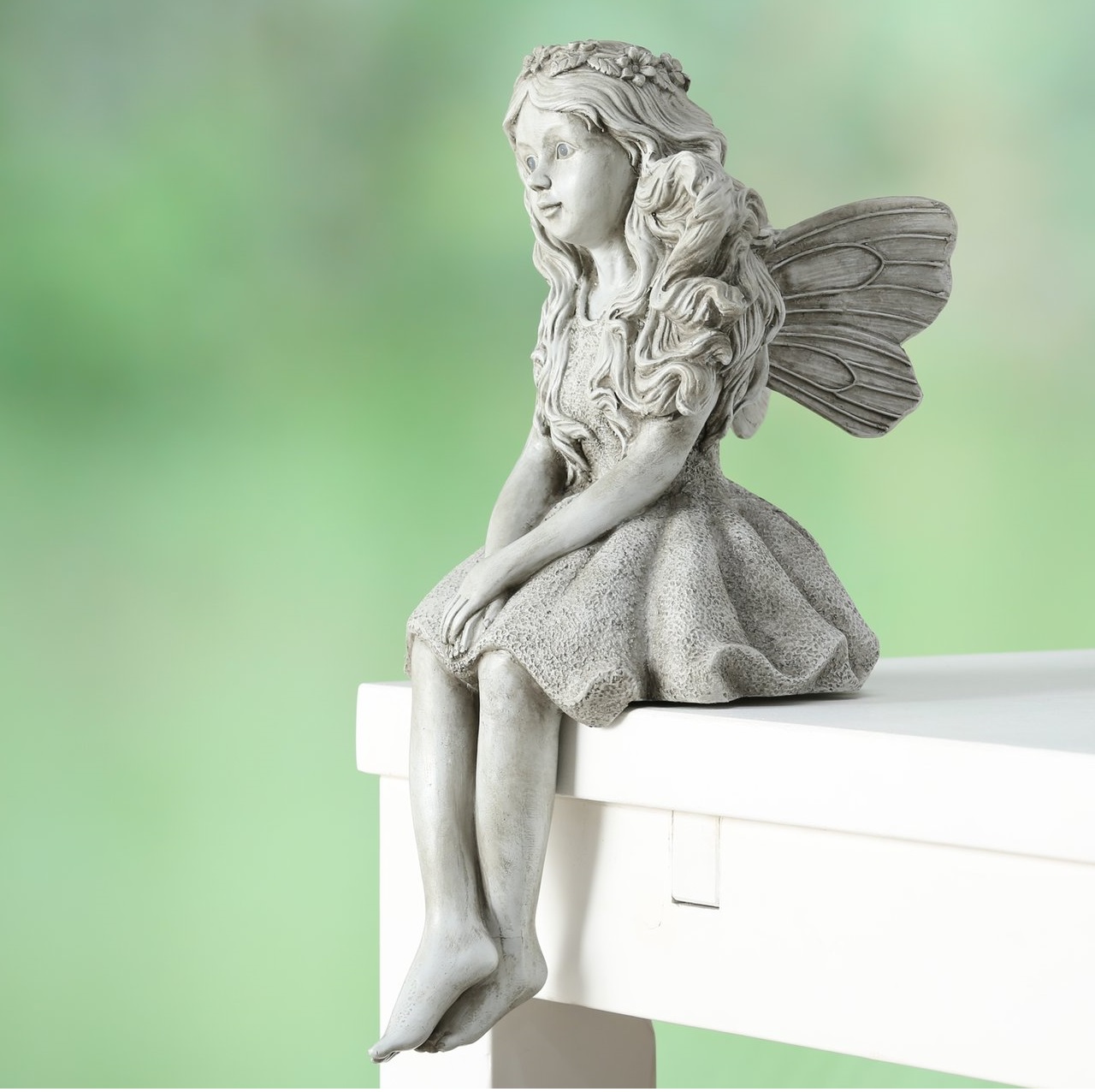 Large sitting fairy edge fairy antique white statue rural style Farm romance