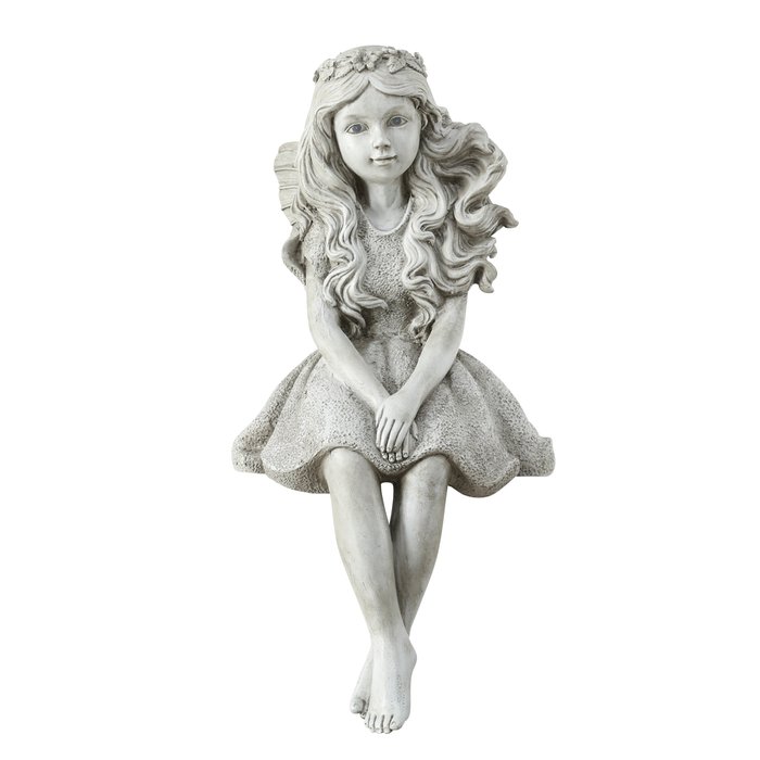Large sitting fairy edge fairy antique white statue rural style Farm romance - 2