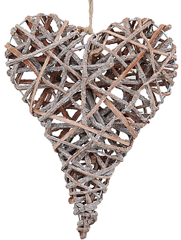 Large heart rattan shabby chic country style