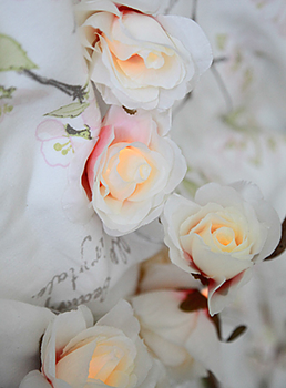Ljusslinga vita rosor med batteri timer shabby chic lantlig stil