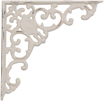 Antikvit vit konsoll hyllbärare gjutjärn snirklig shabby chic lantlig stil