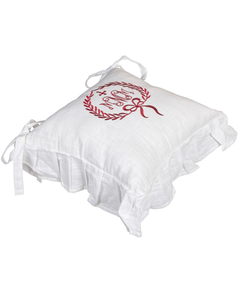Stolsfodral kjol vitt rött broderi shabby chic lantlig stil - 2