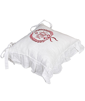 Stolsfodral kjol vitt rött broderi shabby chic lantlig stil