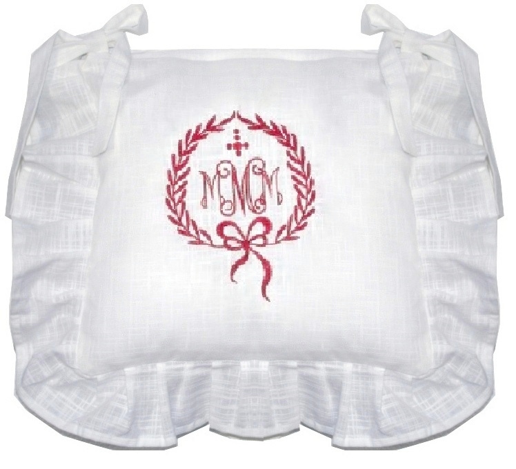 Stolsfodral kjol vitt rött broderi shabby chic lantlig stil