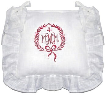 Stolsfodral kjol vitt rött broderi shabby chic lantlig stil