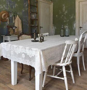 Ljuvlig spetsduk i vinyl shabby chic lantlig stil fransk lantstil