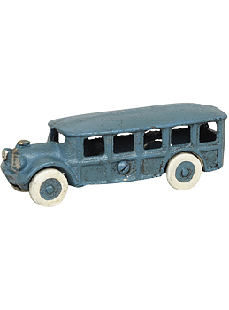 Blå lång buss bil leksak retro i gjutjärn shabby chic lantlig stil