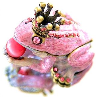 Smyckesbox rosa groda med krona  beställningsvara - 2