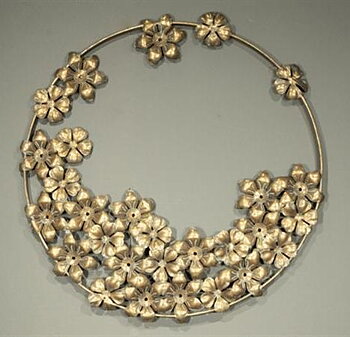 Tavla handgjord väggornament golden flowers Art deco design