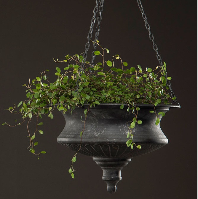 Ampel svart plåt ornament blomampel shabby chic lantlig stil Gårdsromantik - 2