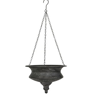 Ampel svart plåt ornament blomampel shabby chic lantlig stil Gårdsromantik