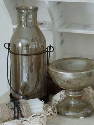 Stor stall lykta fattigmanssilver Jeanne d'Arc Living shabby chic lantlig stil Gårdsromantik